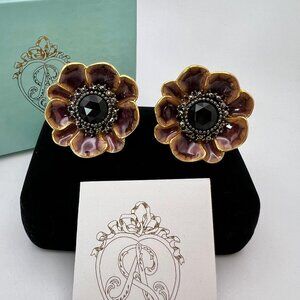 Alana Stewart Purple Floral CLIP Earrings